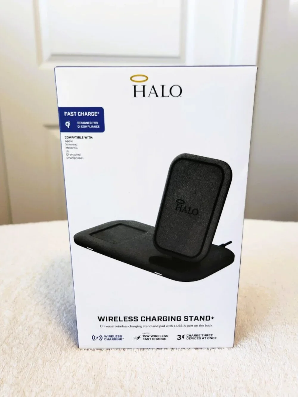 HALO Wireless Charging Stand+ 15W Fast Charge 3 Devices Qi NEW Sealed